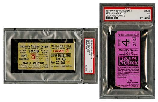 1919 World Series Pair Of Ticket Stubs Encapsulated -White Sox vs. Cincinnati Reds Games 4 and 6 (PSA Authenticated)